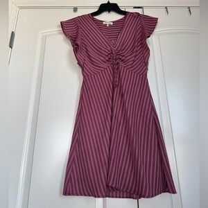 Monteau Burgundy Striped Mini Dress